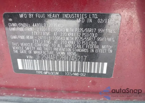 2011 Subaru Forester 2.5X Limited z USA, uszkodzony, nr VIN JF2SHAFC2BH745217